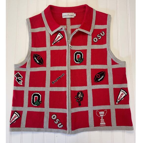 Vintage OSU Ohio State University Football Full Zip Vest Embroidered Women's XL - Picture 1 of 9